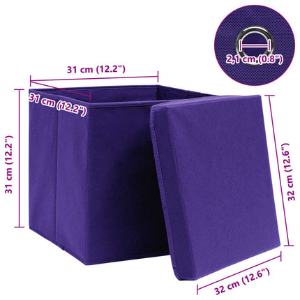 Förvaringslådor med lock 4 st lila 32x32x32 cm tyg