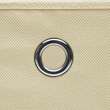 Förvaringslådor med lock 10 st gräddvit 32x32x32 cm tyg