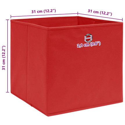 Förvaringslådor 10 st röd 32x32x32 cm tyg