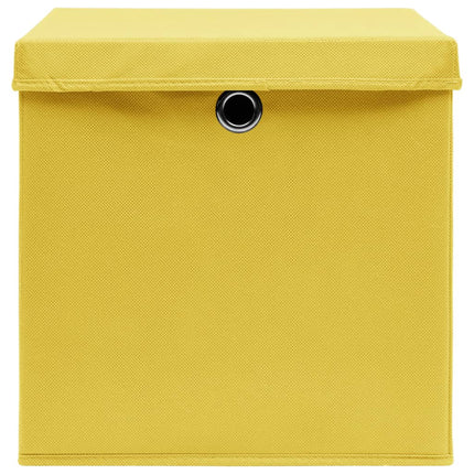 Förvaringslådor med lock 4 st gul 32x32x32 cm tyg