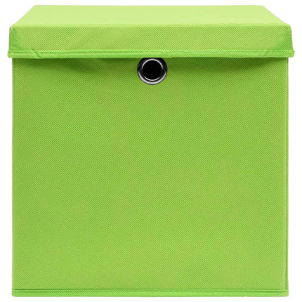 Förvaringslådor med lock 10 st grön 32x32x32 cm tyg