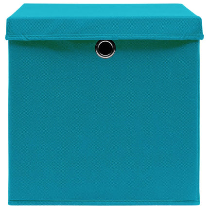 Förvaringslådor med lock 4 st babyblå 32x32x32 cm tyg