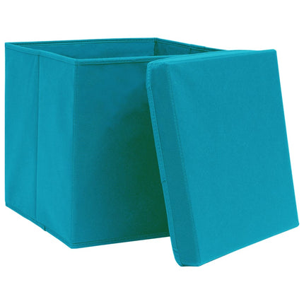 Förvaringslådor med lock 10 st babyblå 32x32x32 cm tyg