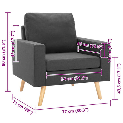 Fåtölj mörkgrå tyg