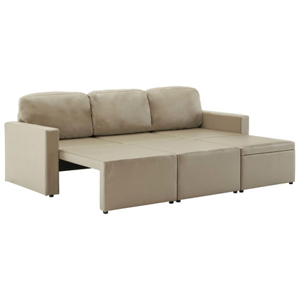 Bäddsoffa modulär 3-sits cappuccino konstläder