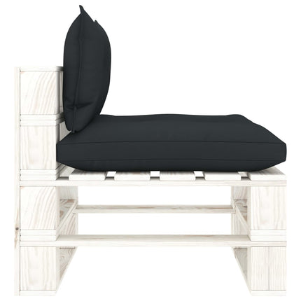 Pallsoffa mittensektion med antracita dynor trä