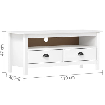 TV-bänk Hill vit 110x40x47 cm massiv furu