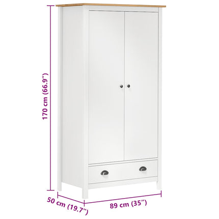 Garderob 2 dörrar Hill vit 89x50x170 cm massiv furu