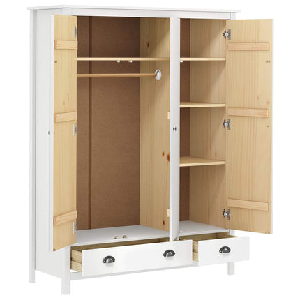 Garderob 3 dörrar Hill vit 127x50x170 cm massiv furu