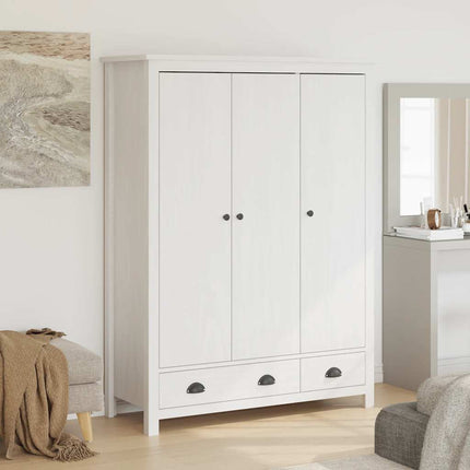 Garderob 3 dörrar Hill vit 127x50x170 cm massiv furu