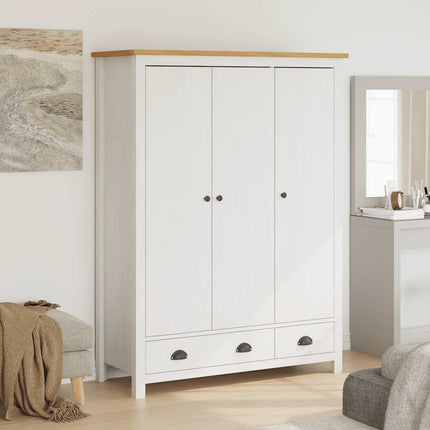 Garderob 3 dörrar Hill vit 127x50x170 cm massiv furu