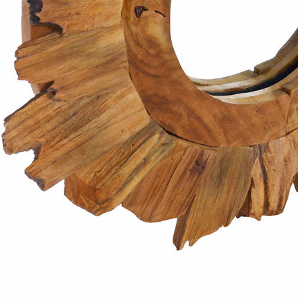 Väggspegel rund 40 cm teak