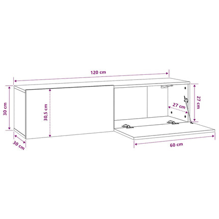TV-bänk betonggrå 120x30x30 cm konstruerat trä
