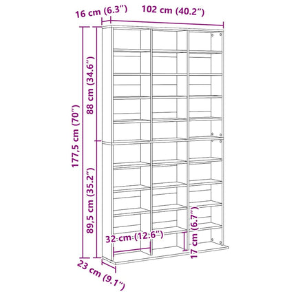 CD-hylla vit 102x23x177,5 cm konstruerat trä