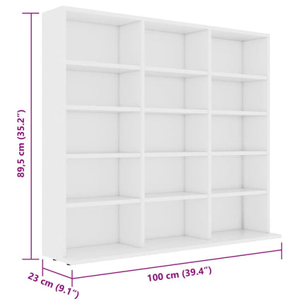 CD-hylla vit 100x23x89,5 cm konstruerat trä