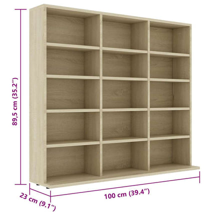 CD-hylla sonoma-ek 100x23x89,5 cm konstruerat trä
