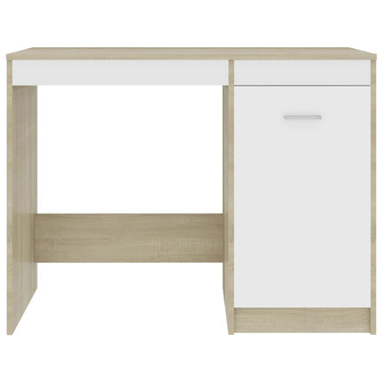 Skrivbord vit och sonoma-ek 100x50x76 cm konstruerat trä