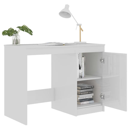 Skrivbord vit högglans 100x50x76 cm konstruerat trä