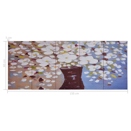 Canvastavla blommor i vas flerfärgad 150x60 cm