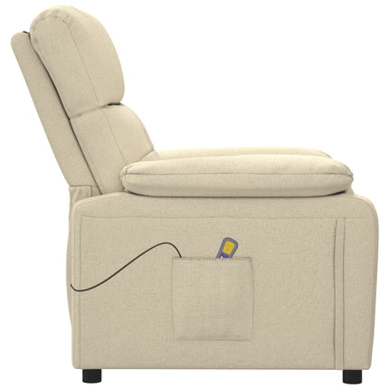 Massagefåtölj gräddvit tyg
