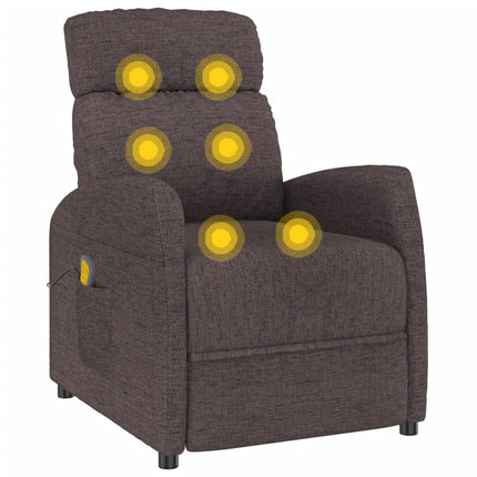 Massagefåtölj mörkbrun tyg