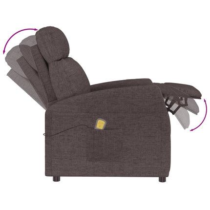 Massagefåtölj mörkbrun tyg