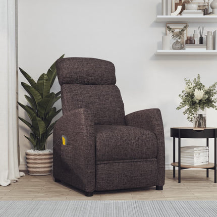 Massagefåtölj mörkbrun tyg
