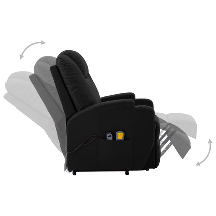 Massagefåtölj med uppresningshjälp svart konstläder