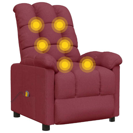 Massagefåtölj vinröd tyg
