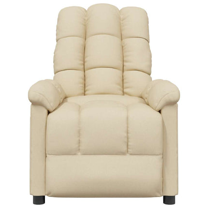 Massagefåtölj gräddvit tyg