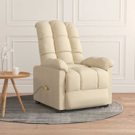 Massagefåtölj gräddvit tyg