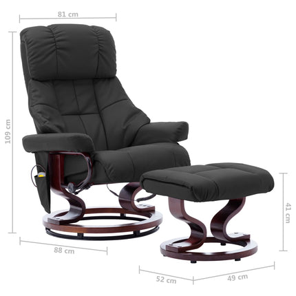 Massagefåtölj grå konstläder och böjträ