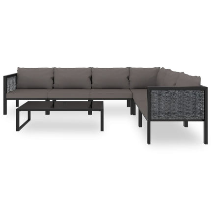 Loungegrupp 7 delar med dynor konstrotting antracit