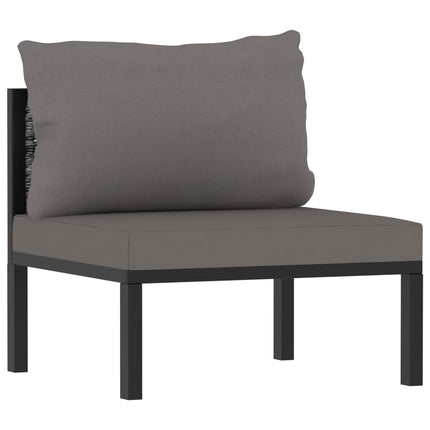 Loungegrupp 6 delar med dynor konstrotting antracit