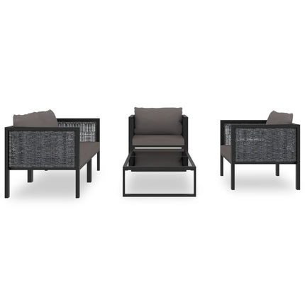 Loungegrupp 5 delar med dynor konstrotting antracit