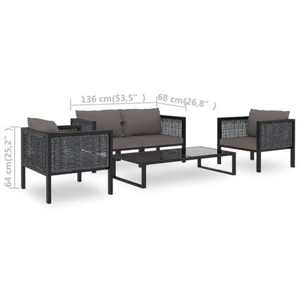 Loungegrupp 5 delar med dynor konstrotting antracit