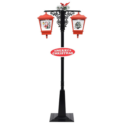 Lyktstolpe med jultomte svart och röd 81x40x188 cm PVC