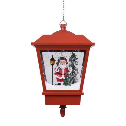 Hänglykta med LED och jultomte röd 27x27x45 cm
