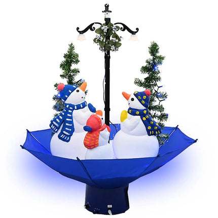 Julgran med snö och paraplybas blå 75 cm PVC