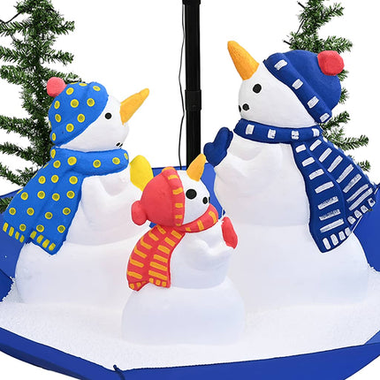 Julgran med snö och paraplybas blå 170 cm PVC