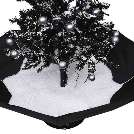 Julgran med snö och paraplybas svart 75 cm PVC