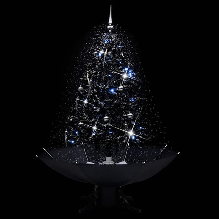 Julgran med snö och paraplybas svart 140 cm PVC