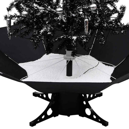 Julgran med snö och paraplybas svart 140 cm PVC