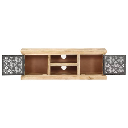 TV-bänk med ståldörrar 120x30x40 cm massivt mangoträ