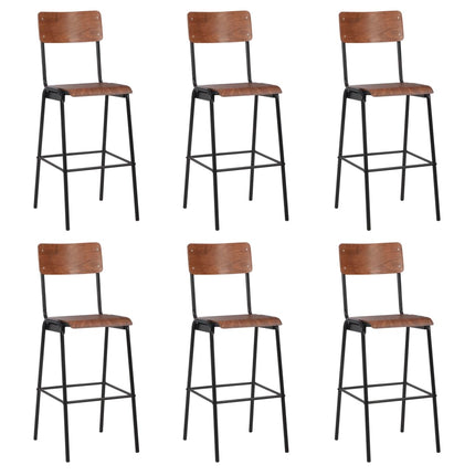 Barstolar 6 st massiv plywood stål