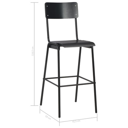 Barstolar 4 st svart massiv plywood stål