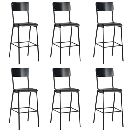 Barstolar 6 st svart massiv plywood stål