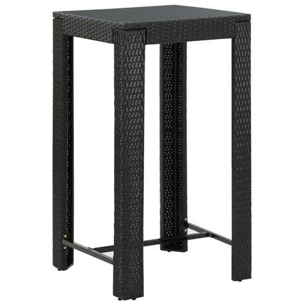 Barbord för trädgård svart 60,5x60,5x110,5 cm konstrotting