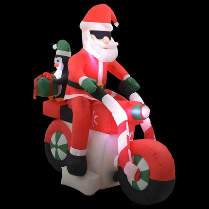 Uppblåsbar jultomte på motorcykel LED IP44 160 cm