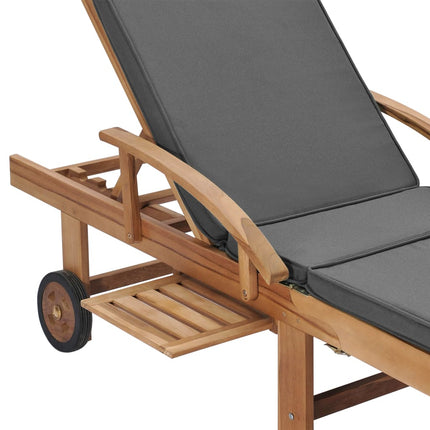 Solsängar med dynor 2 st massiv teak mörkgrå